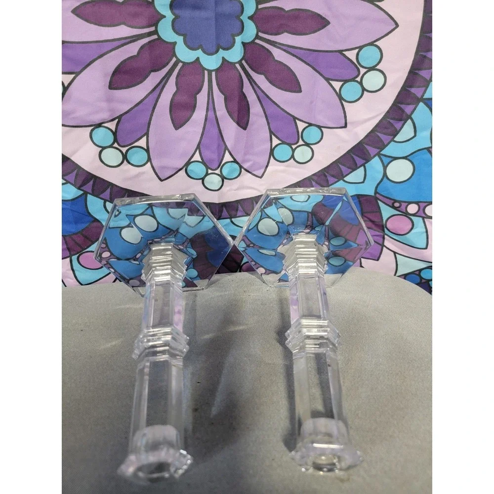 Vintage Tiffany & Co‎ Crystal Candlesticks Pair 8.25